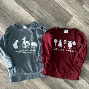 Festive Kids Long Sleeve Tees - Gray & Red